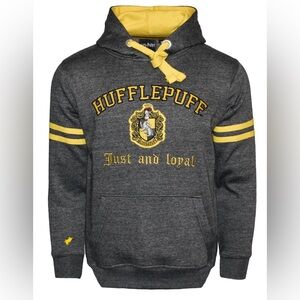 Harry Potter‎ Hufflepuff Hoodie Sweatshirt Small Gray Yellow Crest Hogwarts